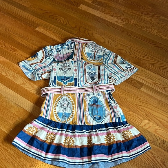 FARM Rio Cerrado Short-Sleeve Belted Linen Mini Dress Size Large NWT - Picture 14 of 15